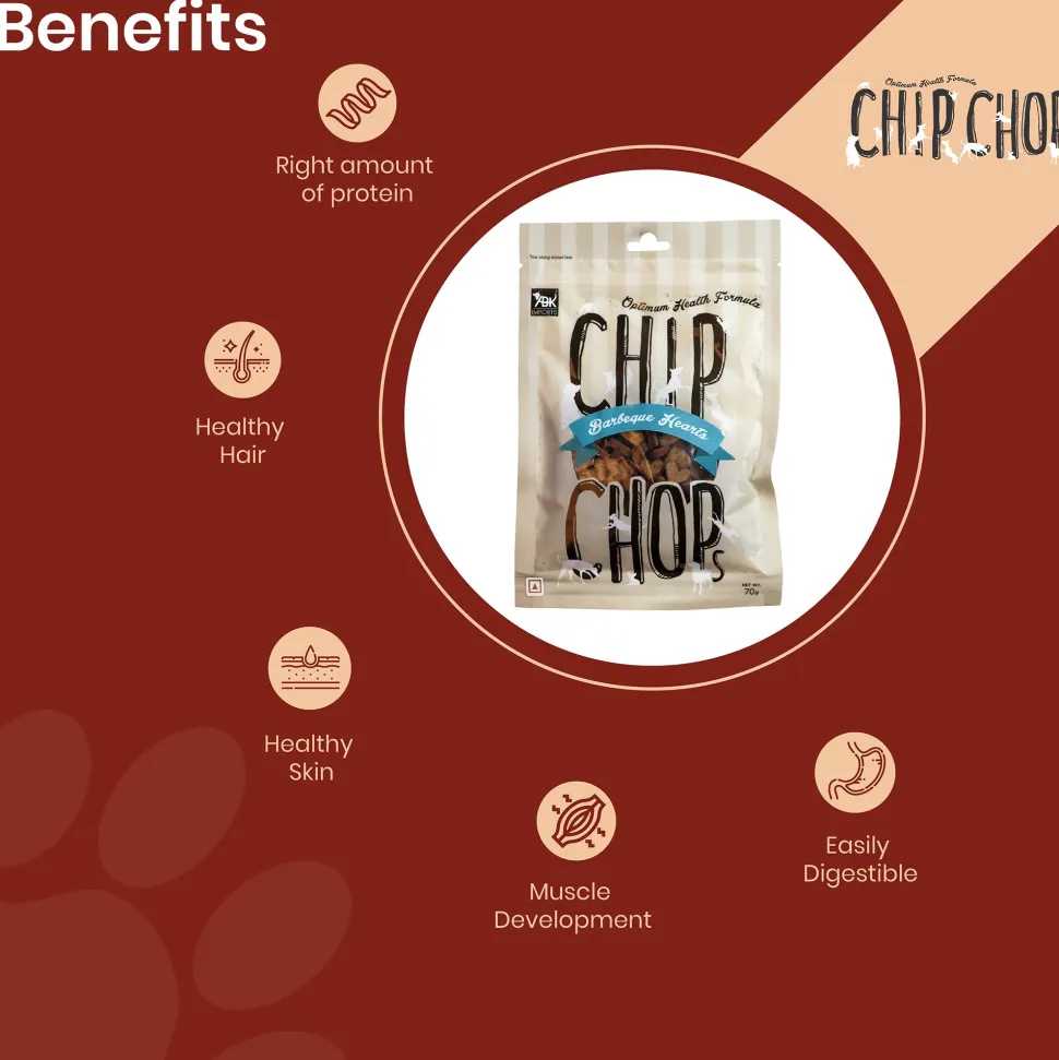 Chip Chops Barbeque Hearts Treats For Dog - 70 g