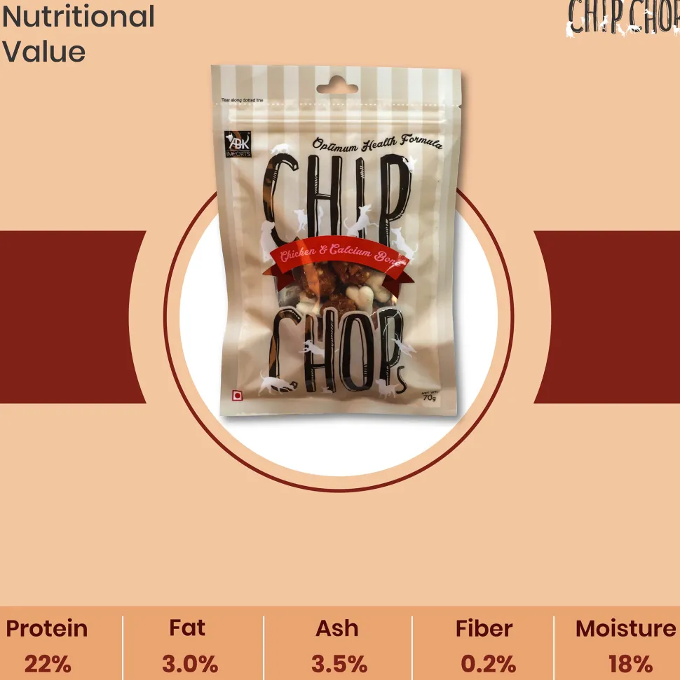 Chip Chops Chicken & Calcium Bone Treats For Dog - 70 g