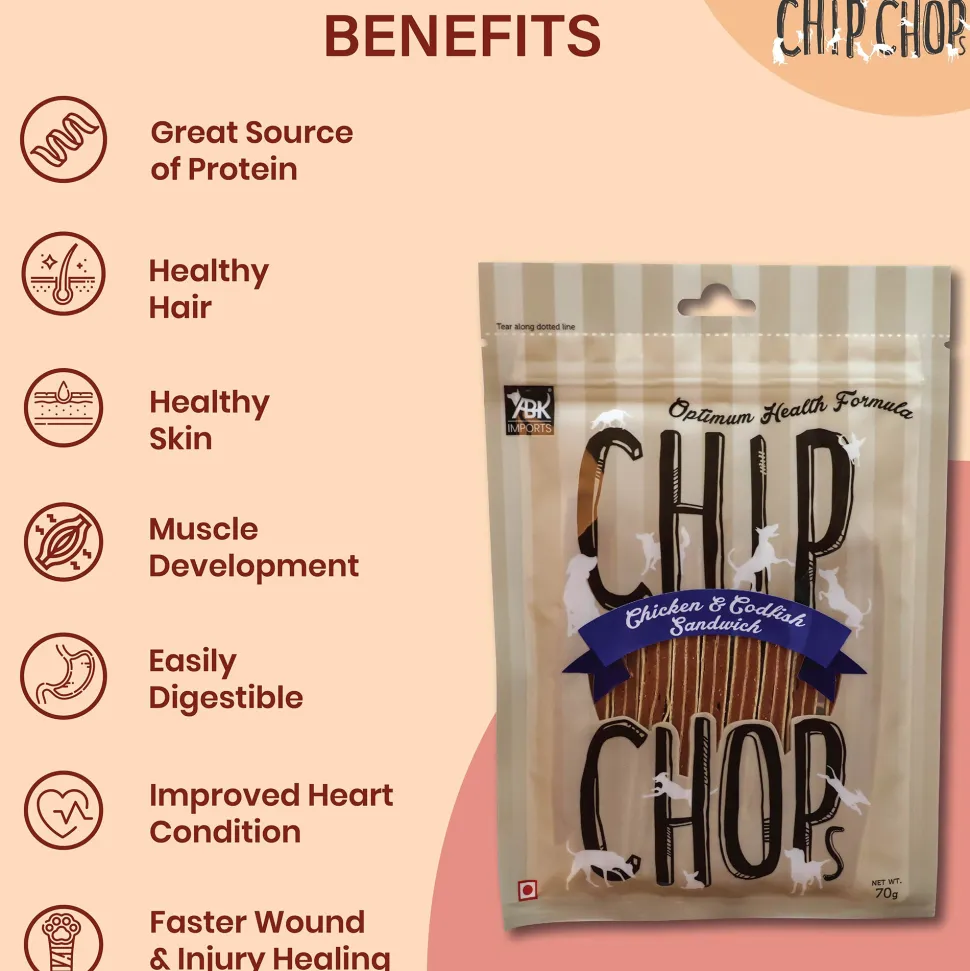 Chip Chops Chicken & Codfish Sandwich Treats For Dog