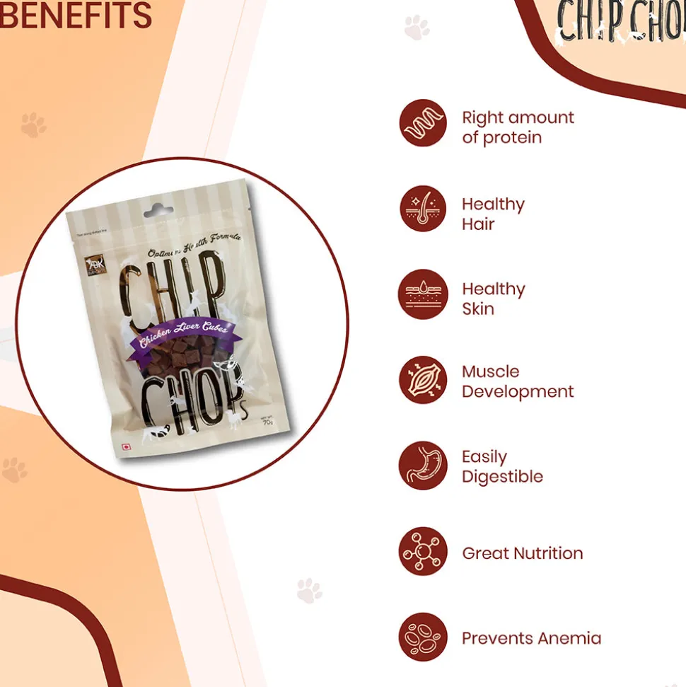 Chip Chops Chicken Liver Cubes Treats For Dog - 70 g
