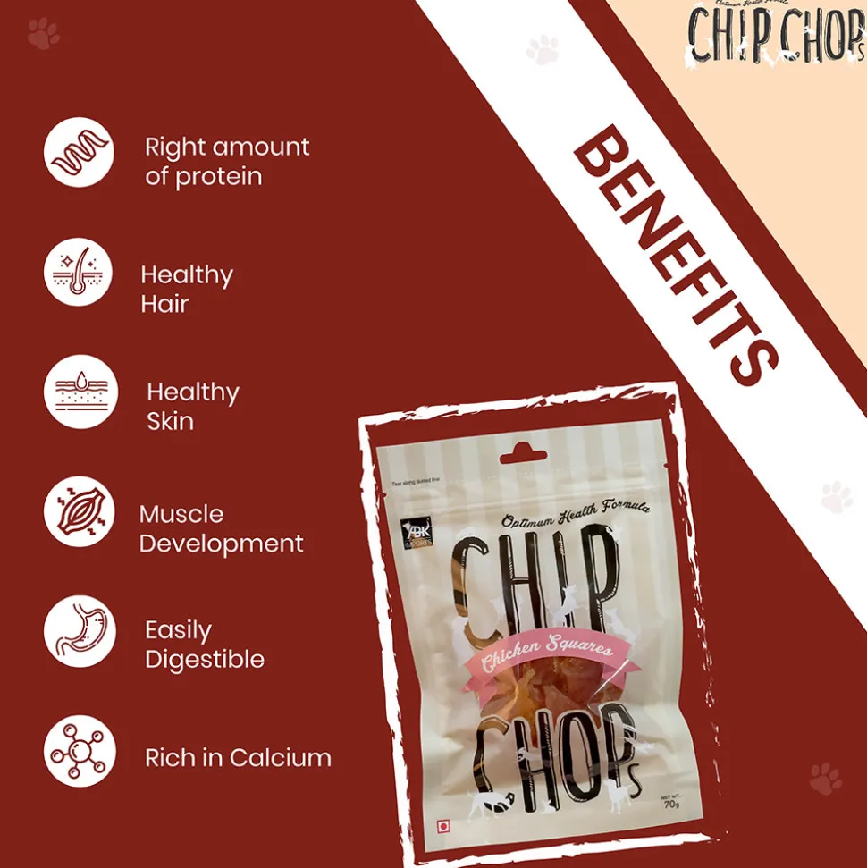 Chip Chops Chicken Square Treats For Dog - 70 g