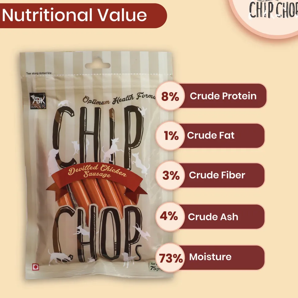 Chip Chops Devilled Chicken Sausage Treats For Dog - 70 g