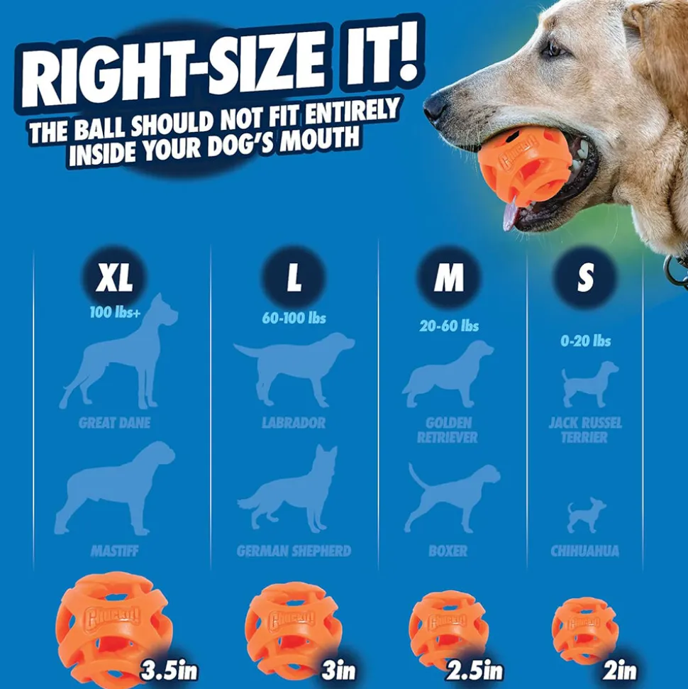 Chuckit! Breathe Right Ball Fetch Toy For Dog - Orange - S - Set Of 2