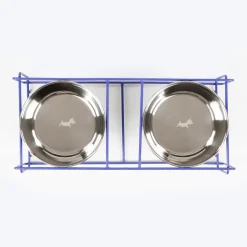 Dash Dog Rainbow Rush Elevated Double Diner With Steel Bowl Inserts For Dog - Violet