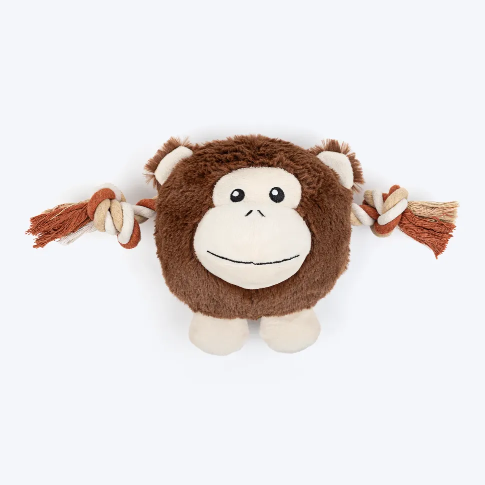 Dash Dog Cheeky Chimp Squeaky Plush Toy For Dog - Brown