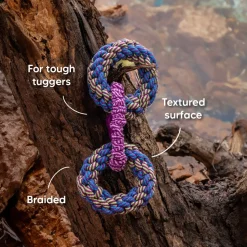 Dash Dog Double Donut Bungee Rope Toy For Dog - Blue