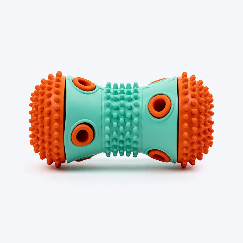 Dash Dog Dumbbell Treat Chew Toy For Dog - Blue & Orange