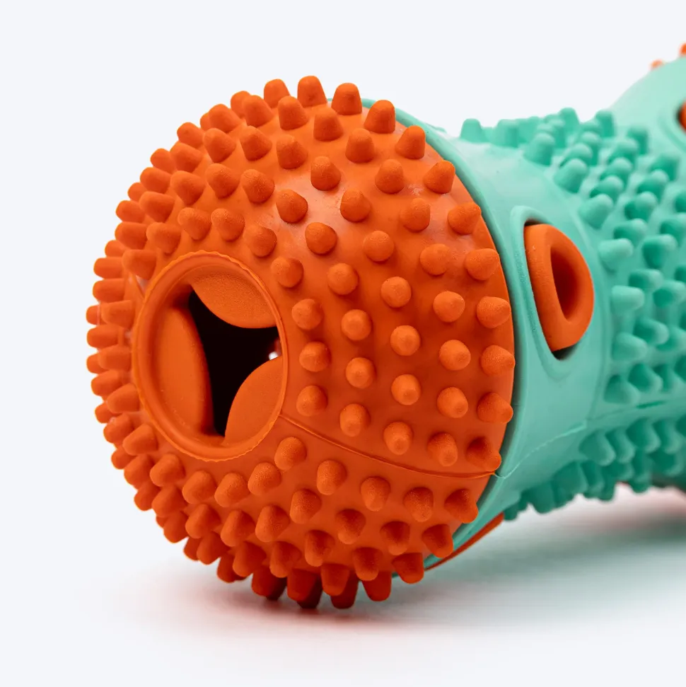 Dash Dog Dumbbell Treat Chew Toy For Dog - Blue & Orange