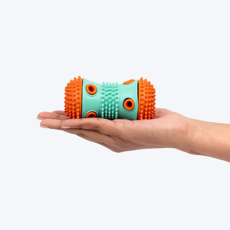 Dash Dog Dumbbell Treat Chew Toy For Dog - Blue & Orange