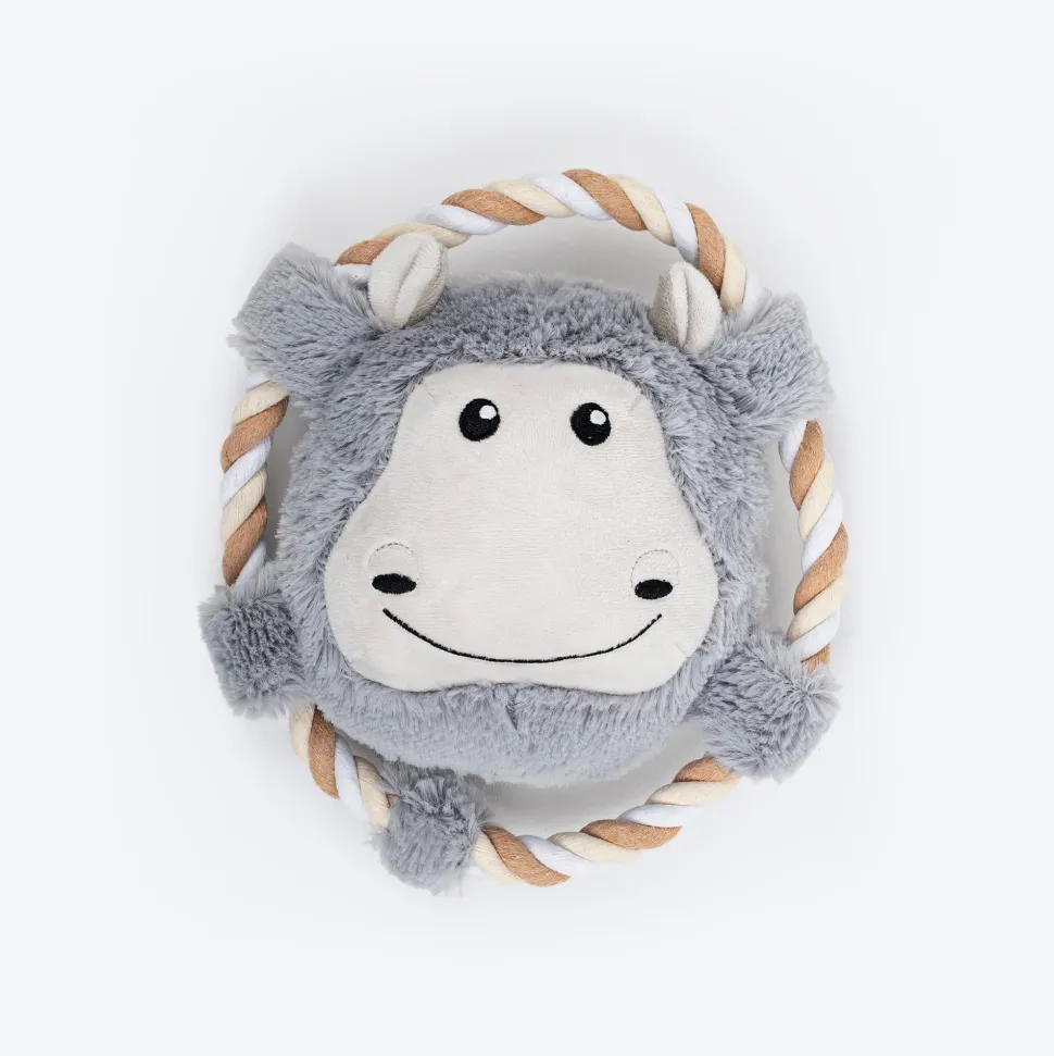 Dash Dog Happy Hippo Squeaky Plush Toy For Dog - Grey