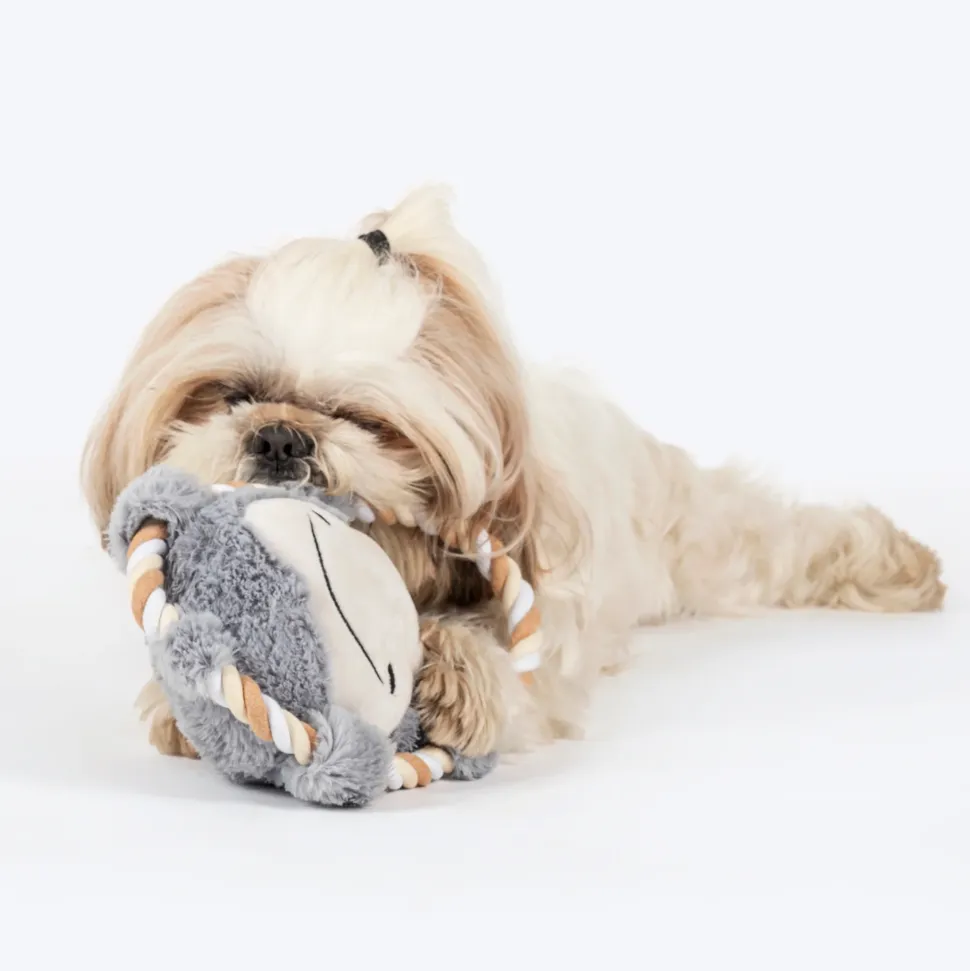 Dash Dog Happy Hippo Squeaky Plush Toy For Dog - Grey