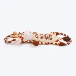 Dash Dog Stripy Giraffe Squeaky Plush Toy For Dog - Brown & Beige