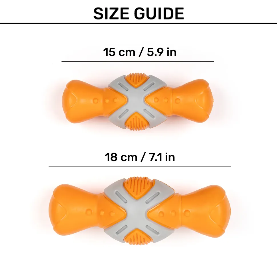 Dash Dog Super Chompster Chew Toy For Dog - Orange & Grey