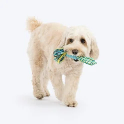 Dash Dog Toss 'n Twirl Rope Toy For Dog - Blue & Yellow