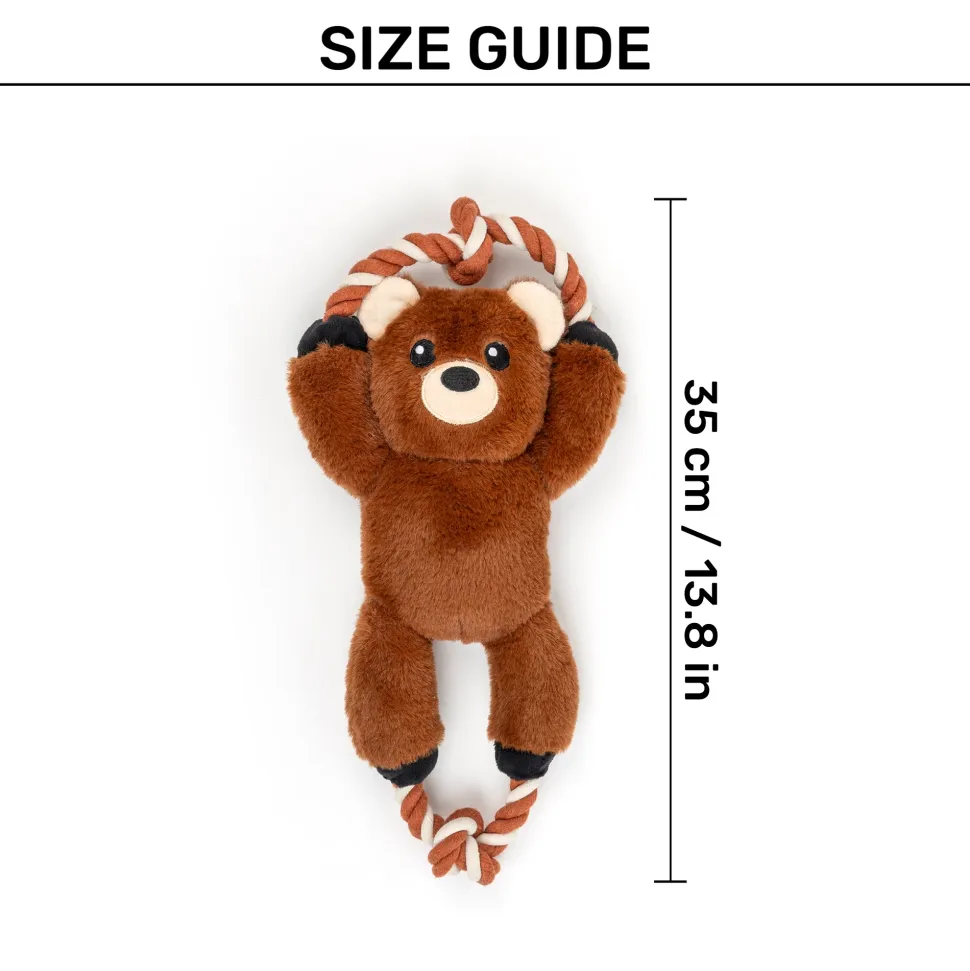 Dash Dog Tug-a-Bear Squeaky Plush Toy For Dog - Brown