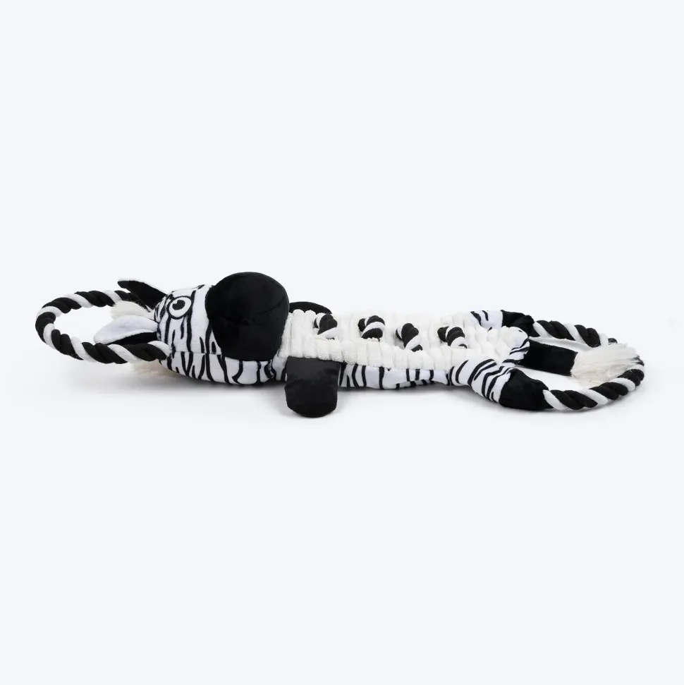 Dash Dog Zippy The Zebra Squeaky Plush Toy For Dog - Black & White