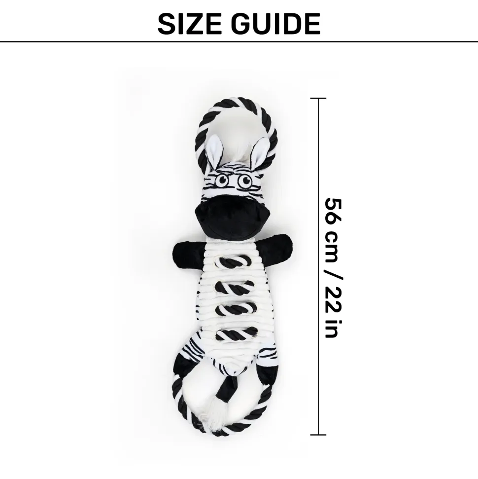Dash Dog Zippy The Zebra Squeaky Plush Toy For Dog - Black & White