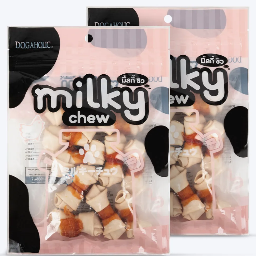 Dogaholic Milky Chew Bone Style Chicken Treat For Dog - 140 g (10 Pcs)
