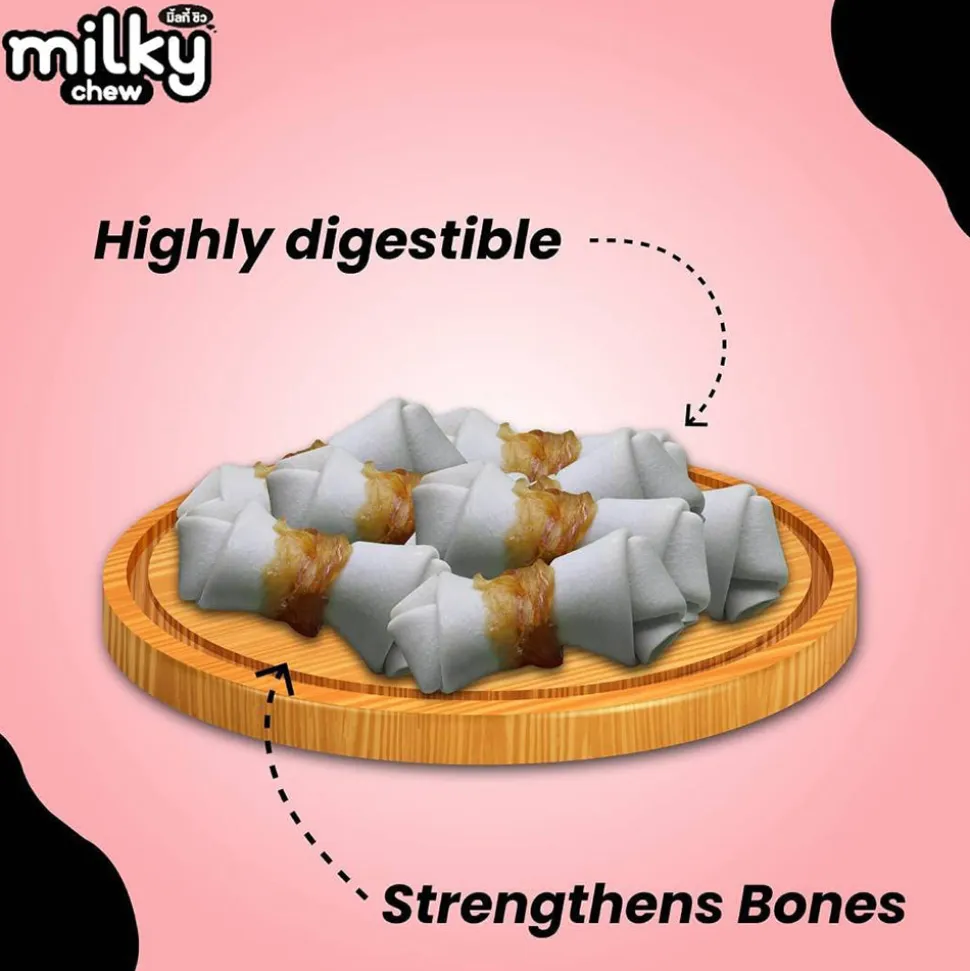 Dogaholic Milky Chew Bone Style Chicken Treat For Dog - 140 g (10 Pcs)