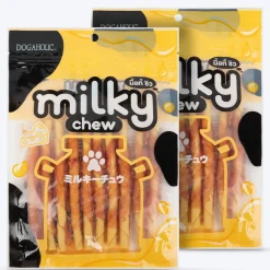 Dogaholic Milky Chew Cheese & Chicken Sticks Treat For Dog - 130 g (10 Pcs)