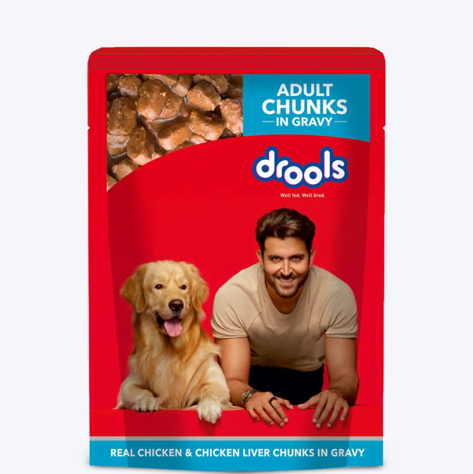 Drools Real Chicken and Chicken Liver Chunks in Gravy Wet Food For Adult Dog - 150 g