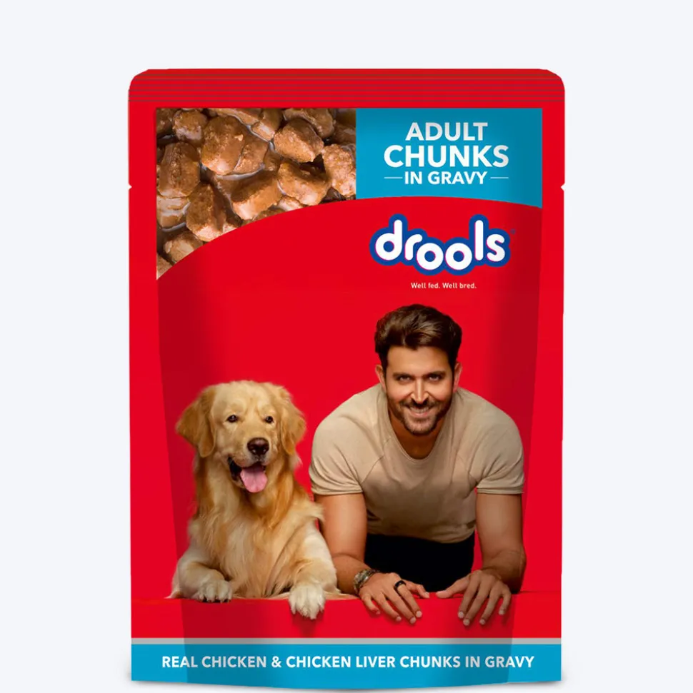 Drools Real Chicken and Chicken Liver Chunks in Gravy Adult Wet Dog Food - 150 g Packs