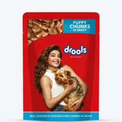 Drools Real Chicken and Chicken Liver Chunks in Gravy Puppy Wet Dog Food - 150 g