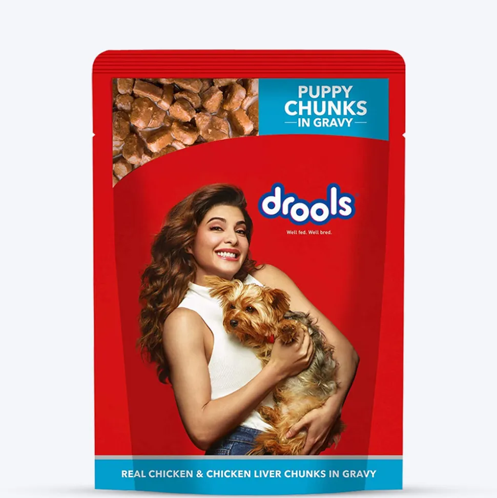 Drools Real Chicken and Chicken Liver Chunks in Gravy Puppy Wet Dog Food - 150 g