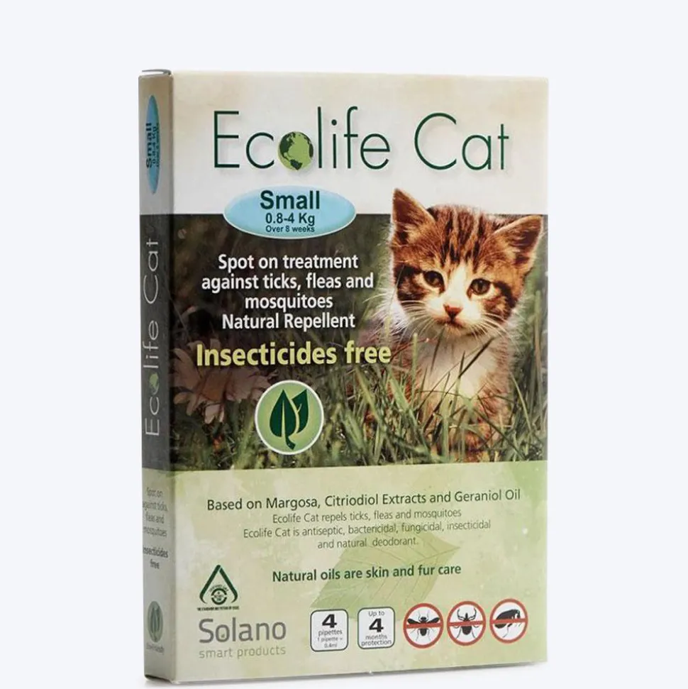 Ecolife Cat Spot On - Tick and Flea Solution for Cats - Small (0.8 to 4 kg)