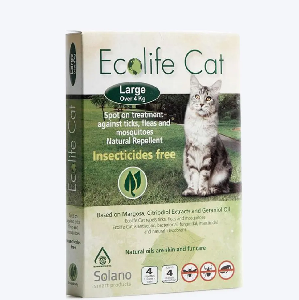 Ecolife Cat Spot On - Tick and Flea Solution for Cats - Large (Over 4 kg)