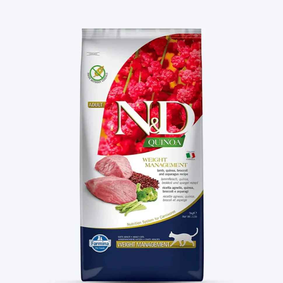 Farmina N&D Quinoa Weight Management Grain Free Cat Dry Food - Lamb, Broccoli & Asparagus