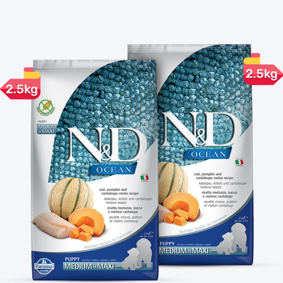 Farmina N&D Ocean COD Pumpkin & Cantaloupe Melon Grain Free Medium & Maxi Breed Dry Puppy Food