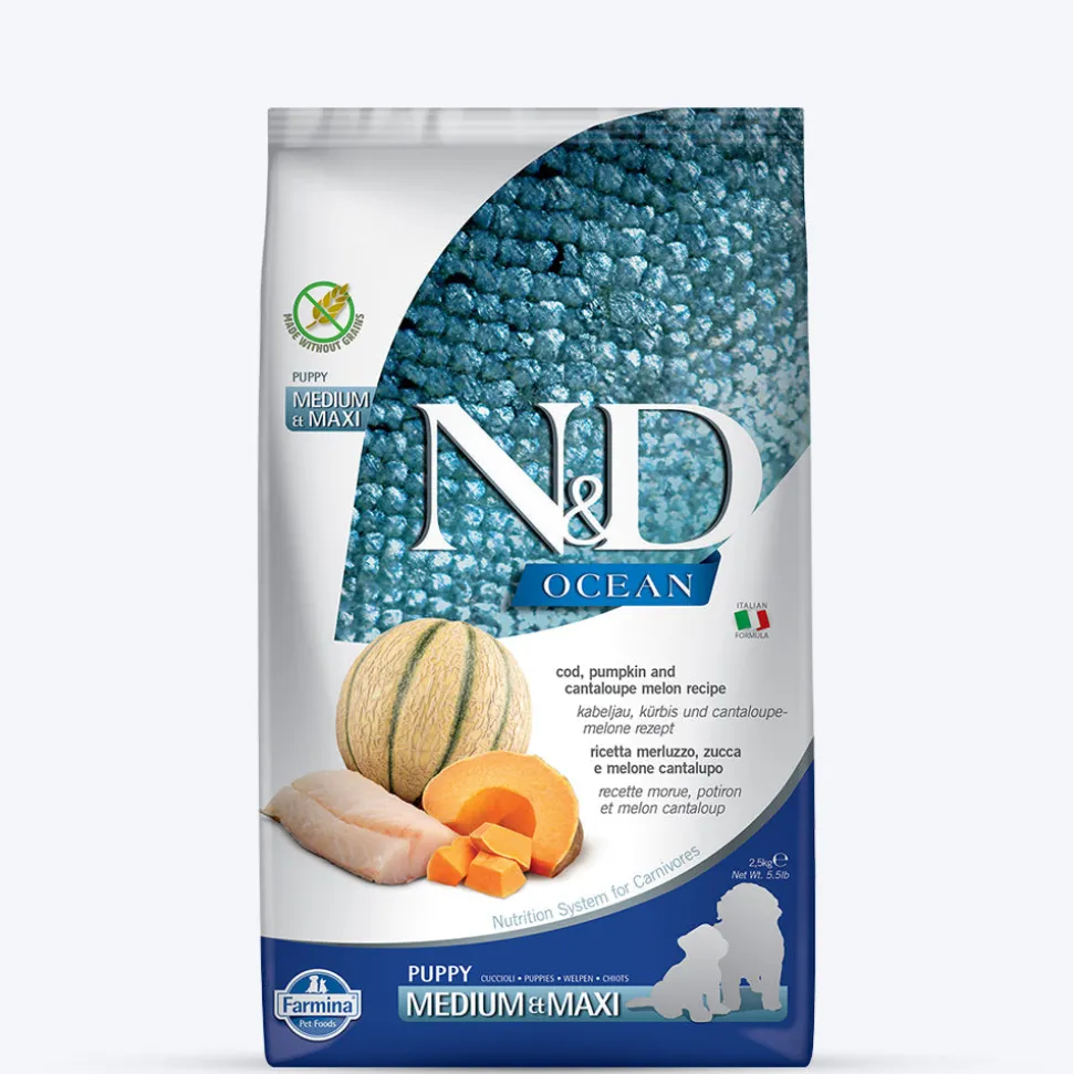 Farmina N&D Ocean COD Pumpkin & Cantaloupe Melon Grain Free Medium & Maxi Breed Dry Puppy Food