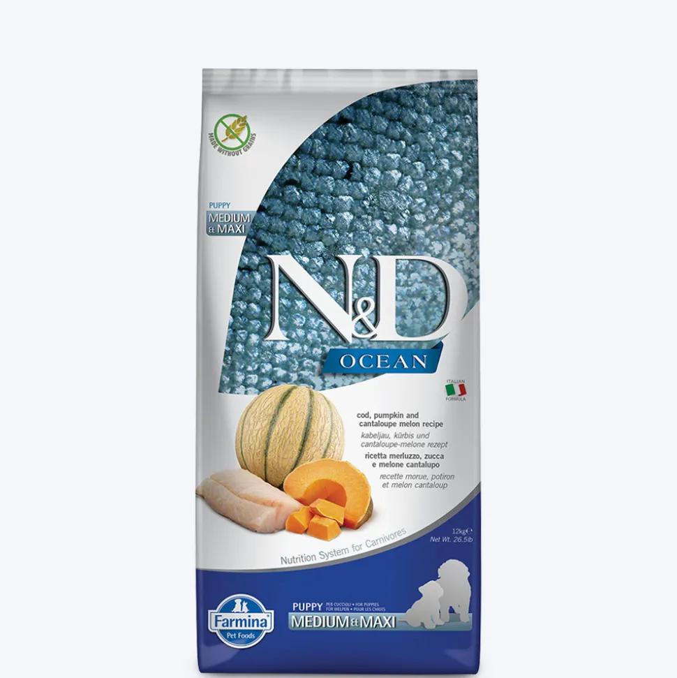 Farmina N&D Ocean COD Pumpkin & Cantaloupe Melon Grain Free Medium & Maxi Breed Dry Puppy Food