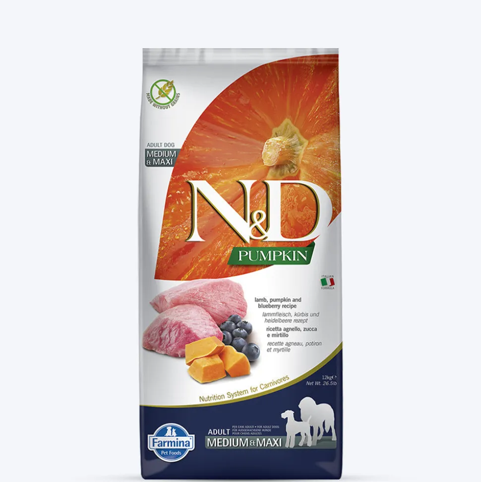 Farmina N&D Pumpkin Lamb & Blueberry Grain Free Medium & Maxi Breed Dry Adult Dog Food