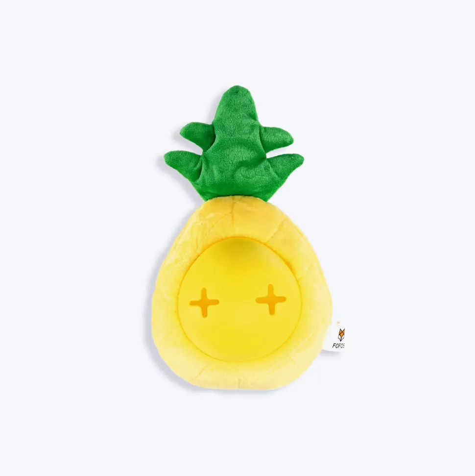 FOFOS Cute Pineapple Treat Dispensing & Squeaky Chew Dog Toy - Yellow
