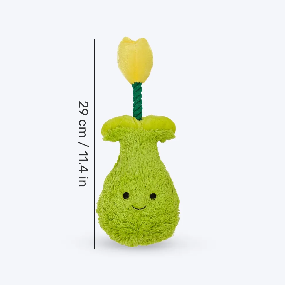 FOFOS Garden Tulip Squeaky Plush Toy For Dog - Green & Yellow
