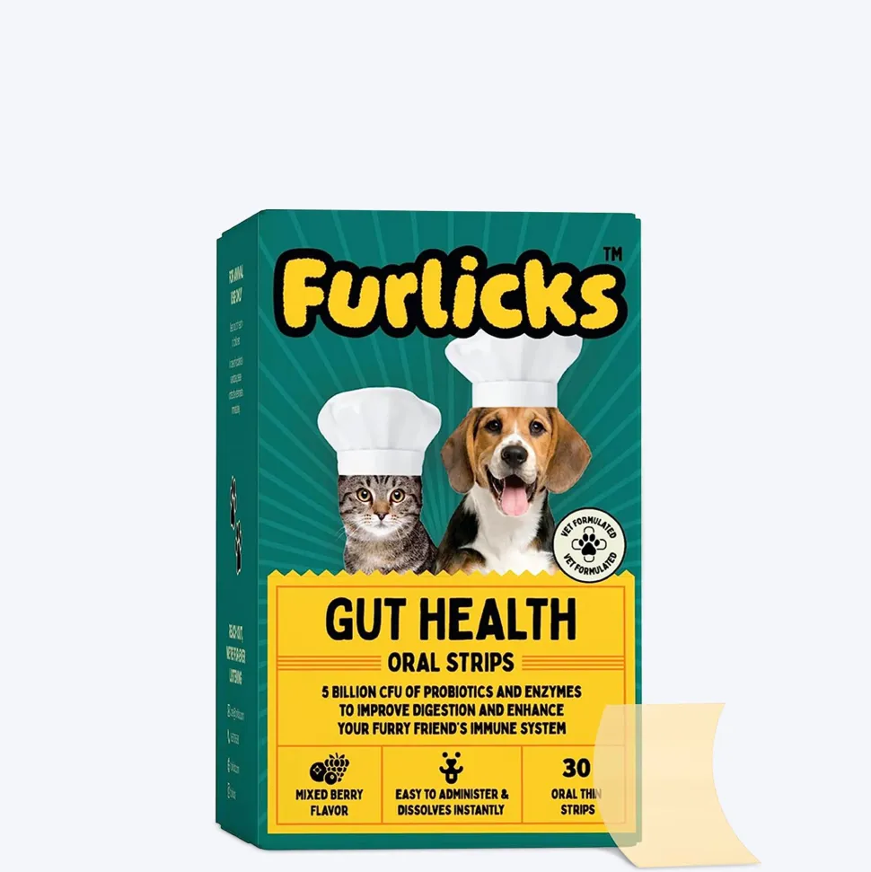 Furlicks Gut Health Mixed Berry Oral Supplement For Cat & Dog - 45g (30 Strips)