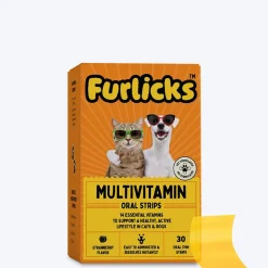 Furlicks Multivitamin Strawberry Oral Supplement For Cat and Dog - 45g (30 Strips)
