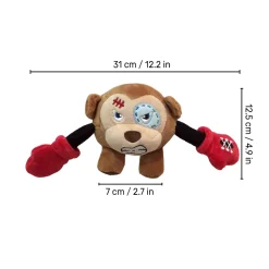 GiGwi Monkey Rock Zoo King Boxer With Squeaker, Bungee Arm Fetch Dog Toy - Brown - S