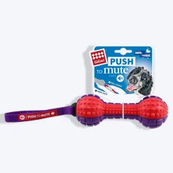GiGwi Push To Mute Dog Chew Toy - Dumbbell (Solid) - Red/Purple