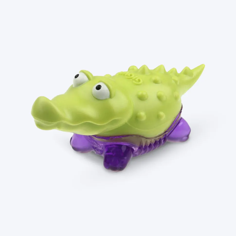 GiGwi Suppa Puppa Dog Squeaker Toy - Alligator - Green/Purple