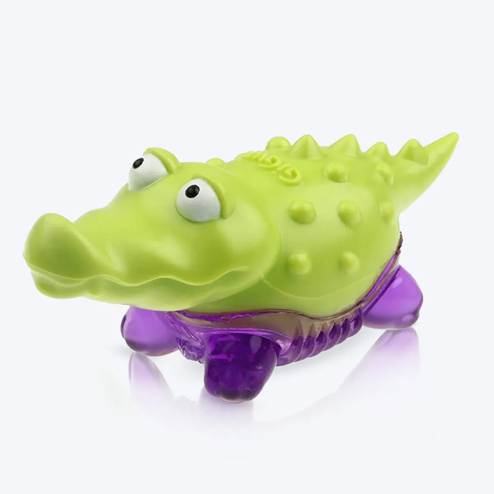 GiGwi Suppa Puppa Dog Squeaker Toy - Alligator - Green/Purple