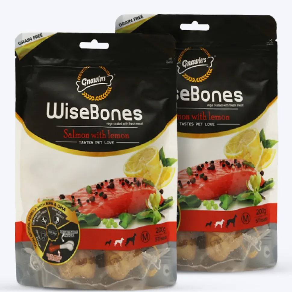 Gnawlers Wisebones Dog Treat - Salmon with Lemon - 200 g