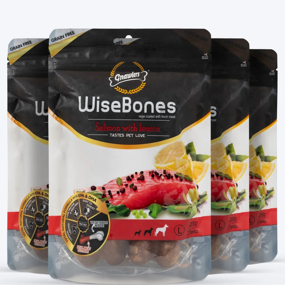 Gnawlers Wisebones Dog Treat - Salmon with Lemon - 200 g
