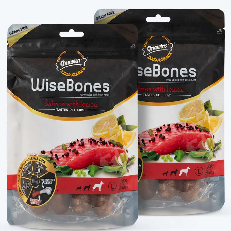 Gnawlers Wisebones Dog Treat - Salmon with Lemon - 200 g
