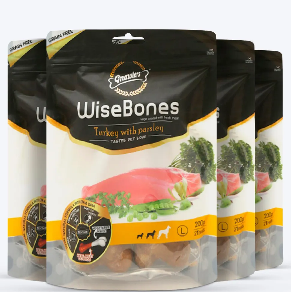 Gnawlers Wisebones Dog Treat - Turkey with Parsley - 200 g
