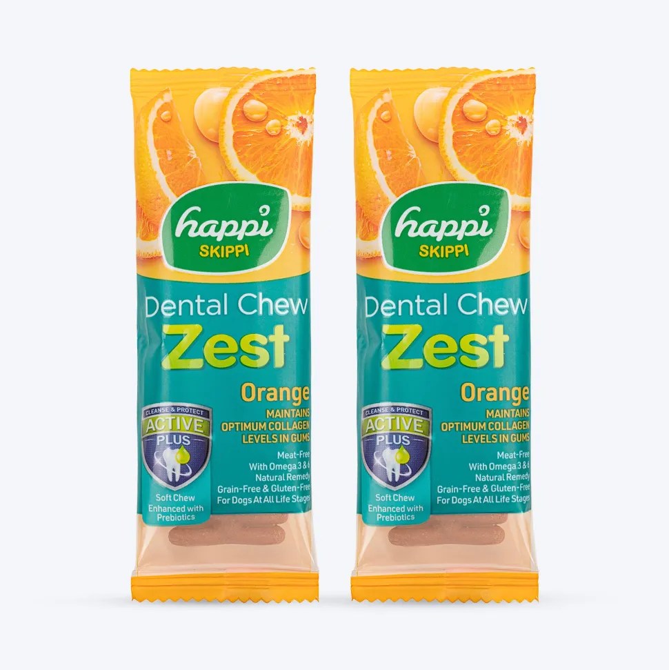 Happi Skippi Dental Chew Zest Orange Dog Treats - 4 inch - 25 gm