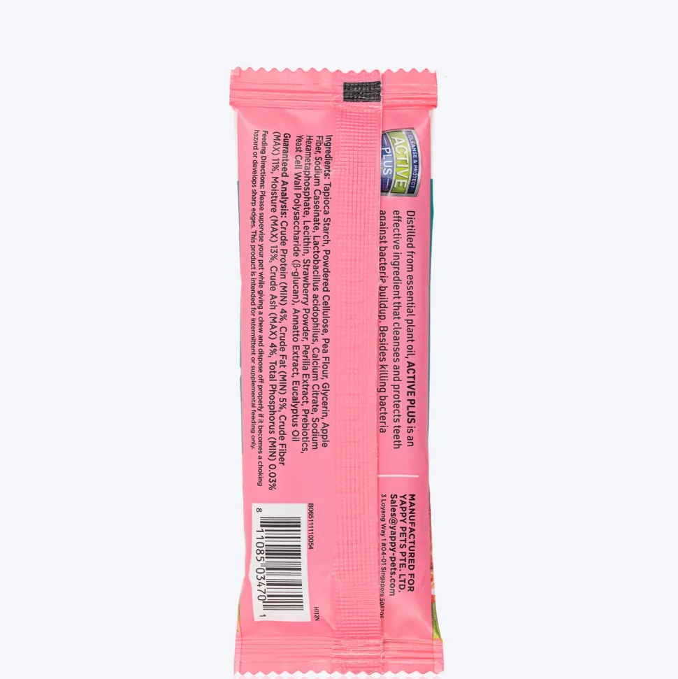 Happi Skippi Dental Chew Zest Strawberry Dog Treat - 4 inch - 25 gm