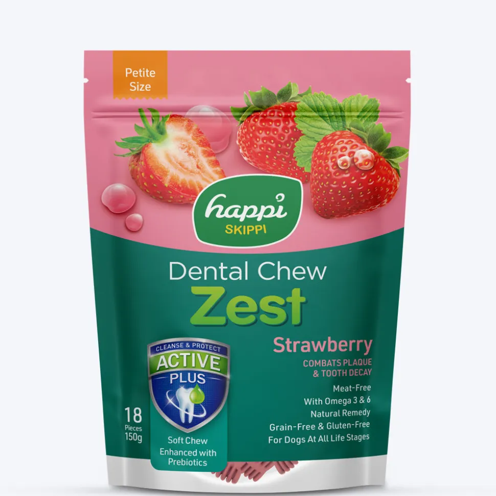 Happi Skippi Petite Zest Dental Chews: Apple & Strawberry Treat Combo For Dog - 2.5 inch - (2 x 150g)